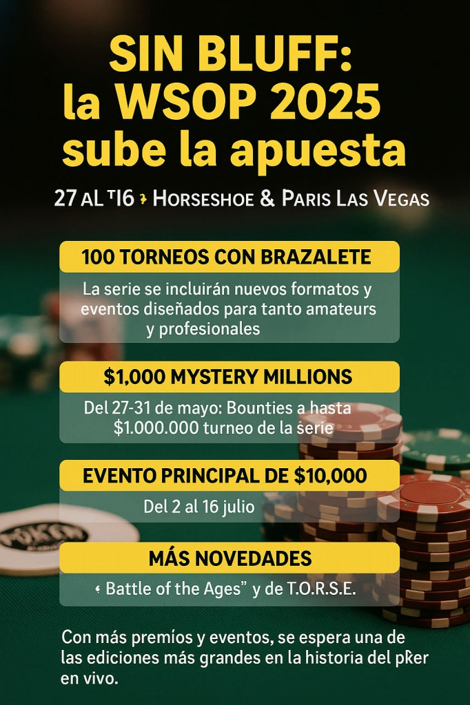 Sin bluff: la WSOP 2025 sube la apuesta con premios millonarios y nuevos formatos